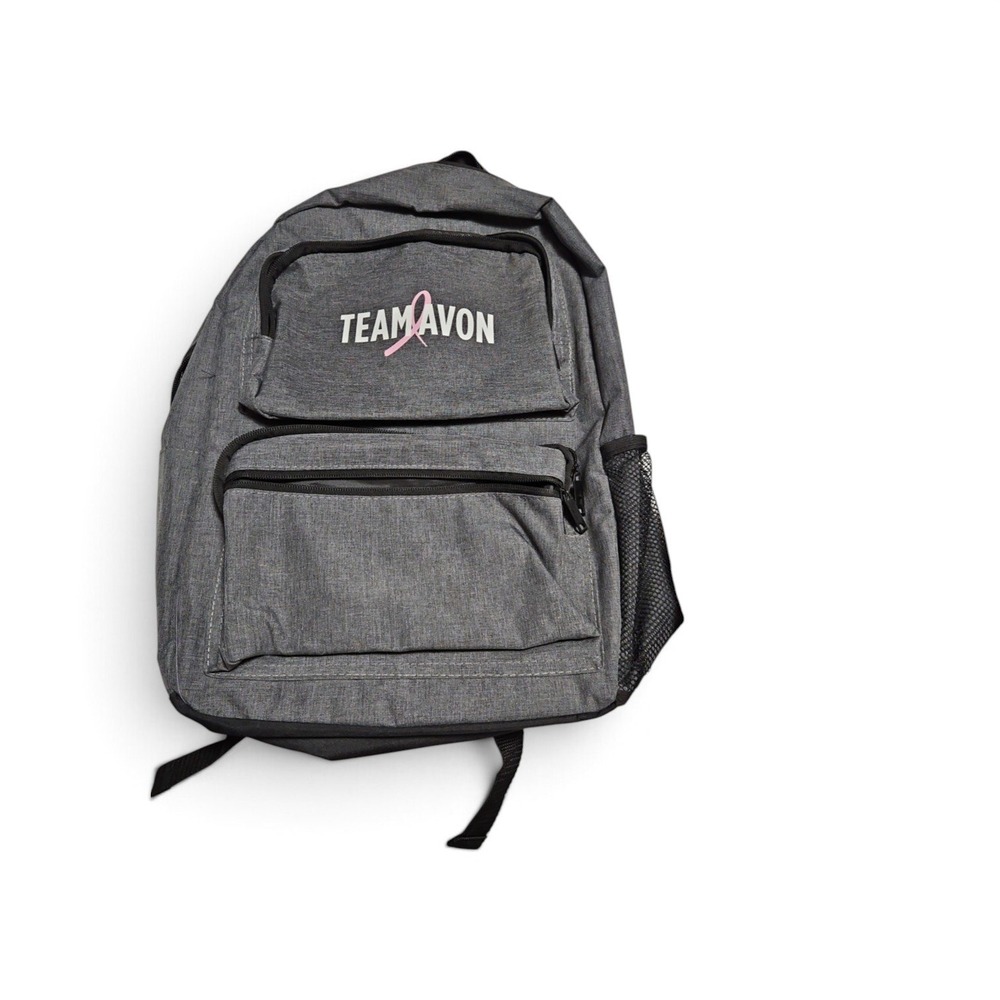 Avon Breast Cancer Awareness Backpack Gray Heather Team Avon Pink Ribbon Bag